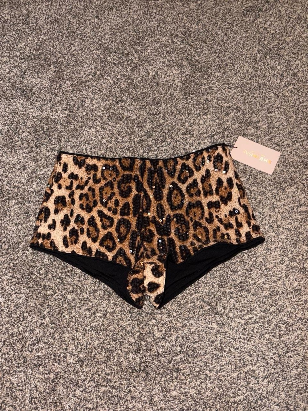 NWT Leopard print short shorts with sequins